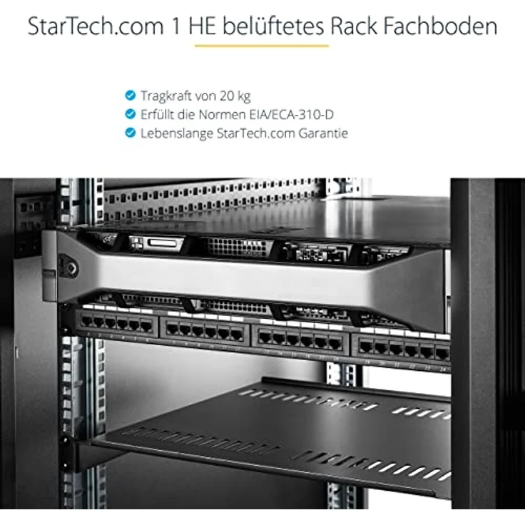 StarTech.com Belüfteter Server Rack Fachboden 1 HE - 25 cm Tief - Stahl – Bild 6