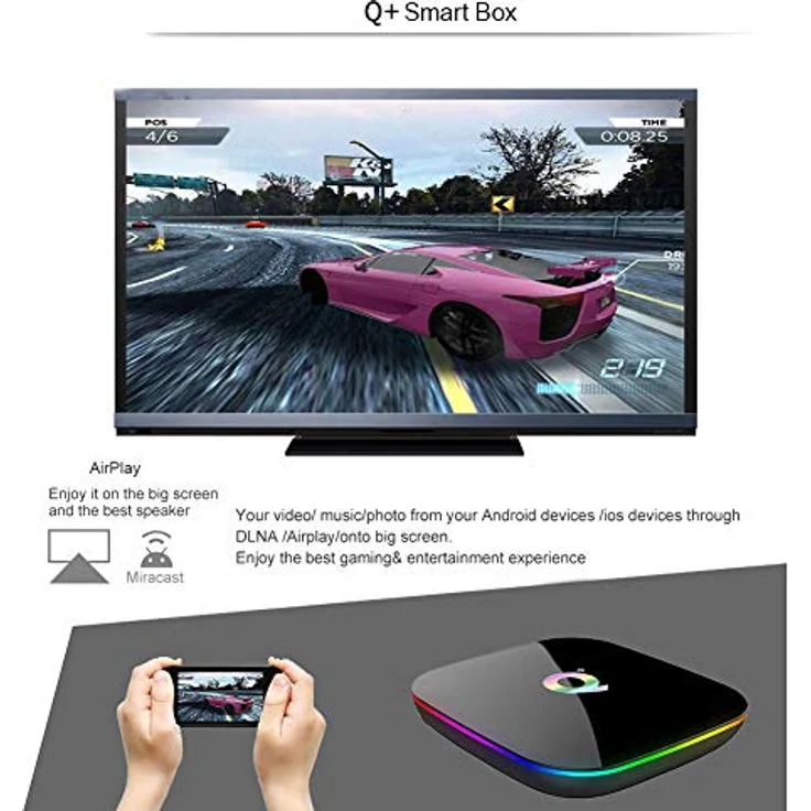 Android TV Box, Q Plus TV Box Android 10.0 mit 2 GB RAM 16 GB ROM H616 Quad Core Cortex-A53 Prozessor Smart TV Box, unterstützt 6 K Auflösung 3D 2,4 GHz WiFi 10/100 m Ethernet USB 2.0 Media Player – Bild 5