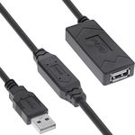 InLine USB 2.0 Aktiv-Verlängerung mit Signalverstärkung, USB-A Stecker/Buchse, Druckerkabel Verlängerung, 20m, 34613A - Zuverlässige USB-Verlängerung mit Signalverstärkung, ideal für stabile Datenübertragung