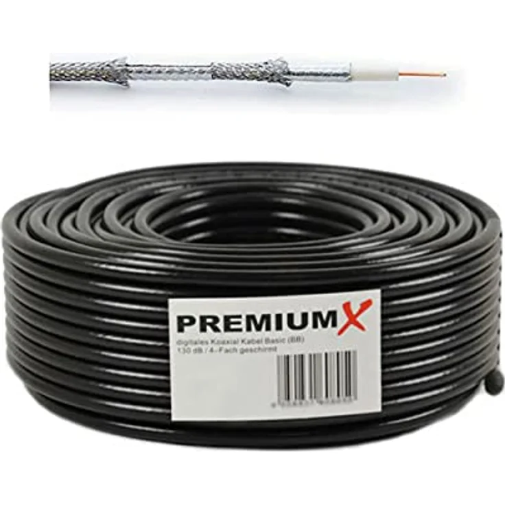 PremiumX SAT Anlage 60cm Aluminium Antenne, Quad LNB, 50m Kabel, Digital Receiver, dunkel-grau – Bild 6