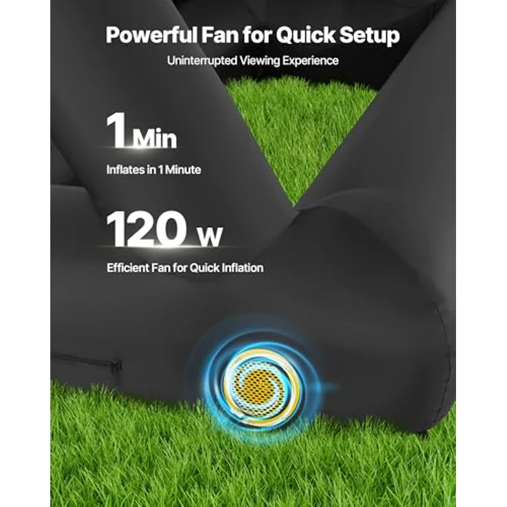 VEVOR aufblasbare Filmleinwand 600D, knitterfreies Oxford-Gewebe, 16:9, tragbare Leinwand mit leisen Lüfter für Heimkino und Mottoparty (378 x 160 x 317 cm) – Bild 3