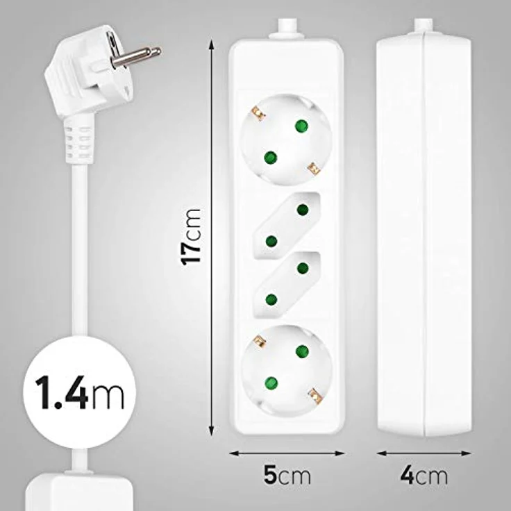HEITECH 04003486 Steckdosenleiste 250 V 4-Wege ohne Schalter in Weiß - Preisvergleich – Bild 3