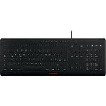 CHERRY Stream Protect Keyboard, kabelgebundene Tastatur mit abnehmbarem Silikon-Tastaturschutz, Deutsches Layout (QWERTZ), flaches Design, desinfizierbar, schwarz