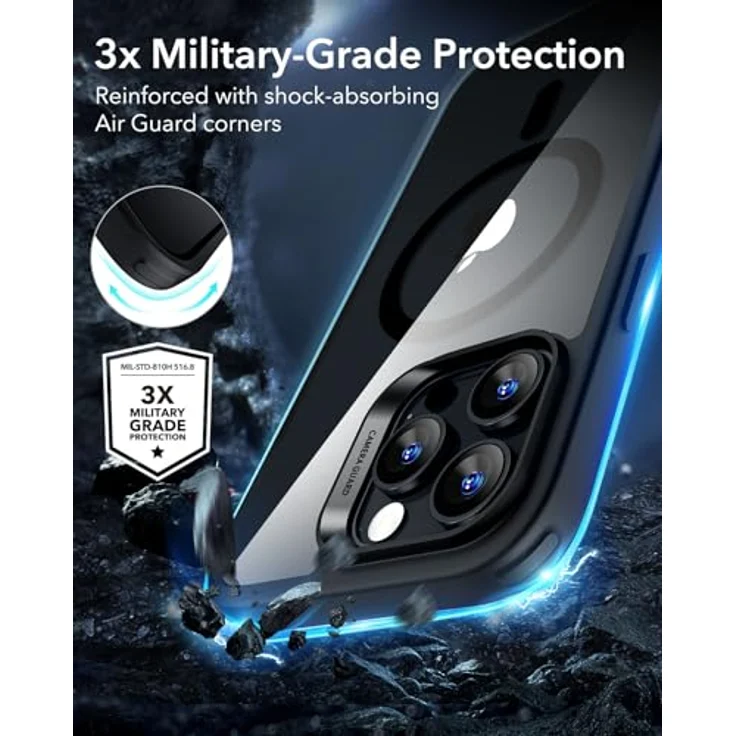 ESR iPhone 16 Pro Hülle, MagSafe-kompatibel, Militärnorm Schutz, kratzfest, klar Schwarz – Bild 4