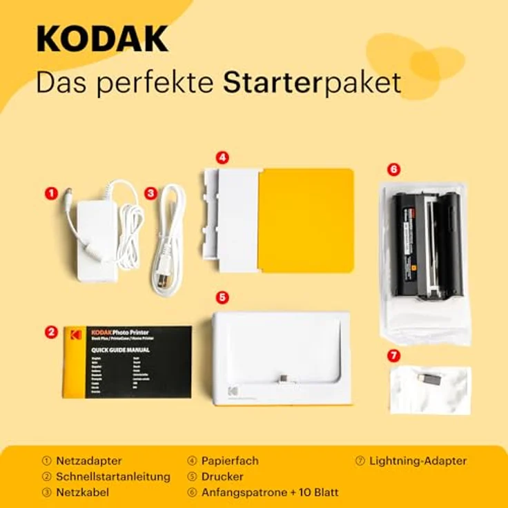 Kodak PD460 – Fotodrucker 10 x 15 cm – Bluetooth & Docking – Weiß & Gelb – Bild 3