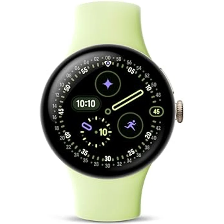 Google Pixel Watch 4 (41 mm) – Android-Smartwatch mit gewölbtem Display, Fitness-Tracking, Aluminiumgehäuse in Champagne Gold und Sportarmband in Lemongrass – WLAN – Bild 2