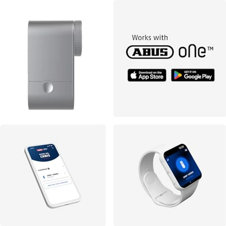 ABUS LOXERIS One, Elektronischer Türschlossantrieb mit App-Steuerung, Zugangskontrolle und batteriebetrieben, Silber – Bild 4