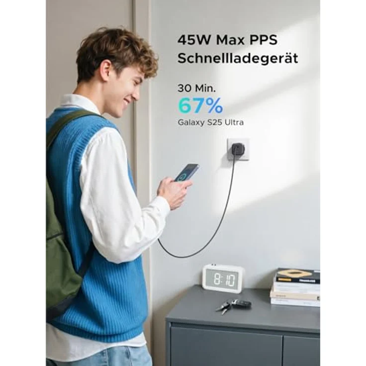 UGREEN 45W USB C Ladegerät 3-Port PPS Schnellladegerät, kompakt und leistungsstark für Galaxy S25 Ultra, iPhone 17 Pro Max, MacBook Air, mit GaN Technologie und umfassendem Ladeschutz – Bild 4