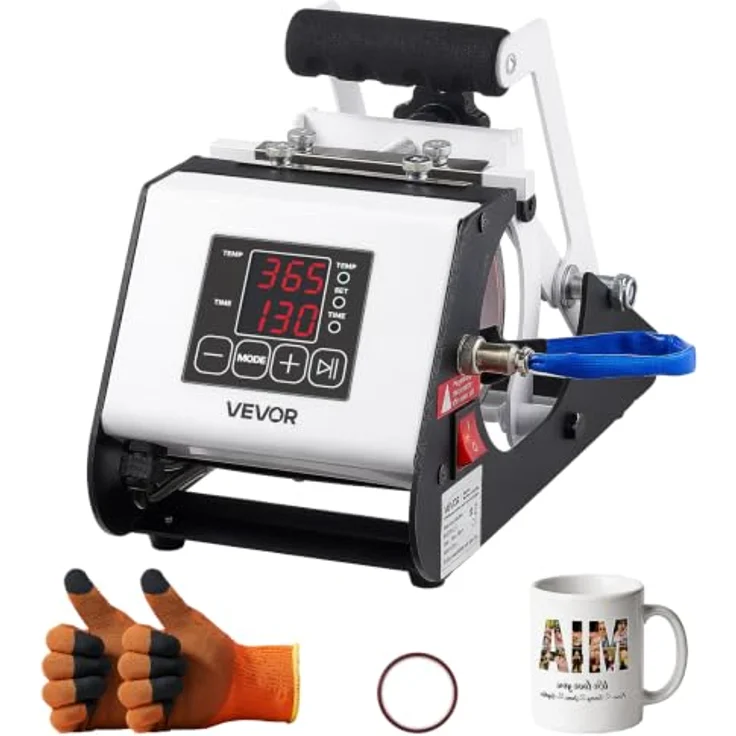 VEVOR Tassenpresse Becherdruckmaschine, Sublimationspresse für Becher 325-444ml, schnelle Aufheizzeit, einfache Temperatur- & Zeiteinstellung, weiß – Bild 1