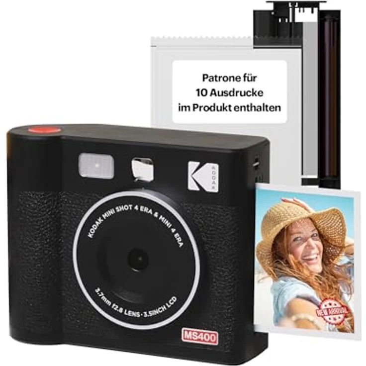 KODAK Cam Mini Shot 4 ERA Black 4x4, Sofortbildkamera mit MS400B – Bild 1