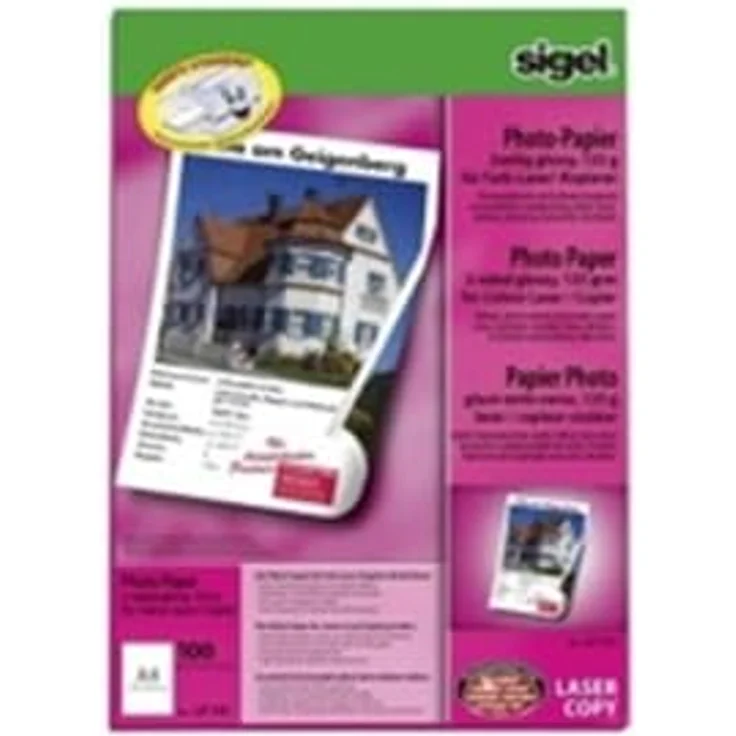 SIGEL LP341 Fotopapier für Laser - Kopierer, A4, 200 Blatt, hochglänzend, beidseitig bedruckbar, 135 g - weitere Grammaturen – Bild 2