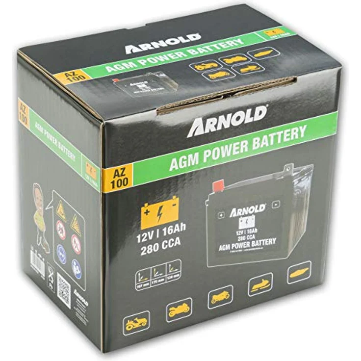Arnold AZ 100, 12V 16Ah AGM-Batterie für Rasentraktor, wartungsfrei und hohe Startleistung – Bild 5