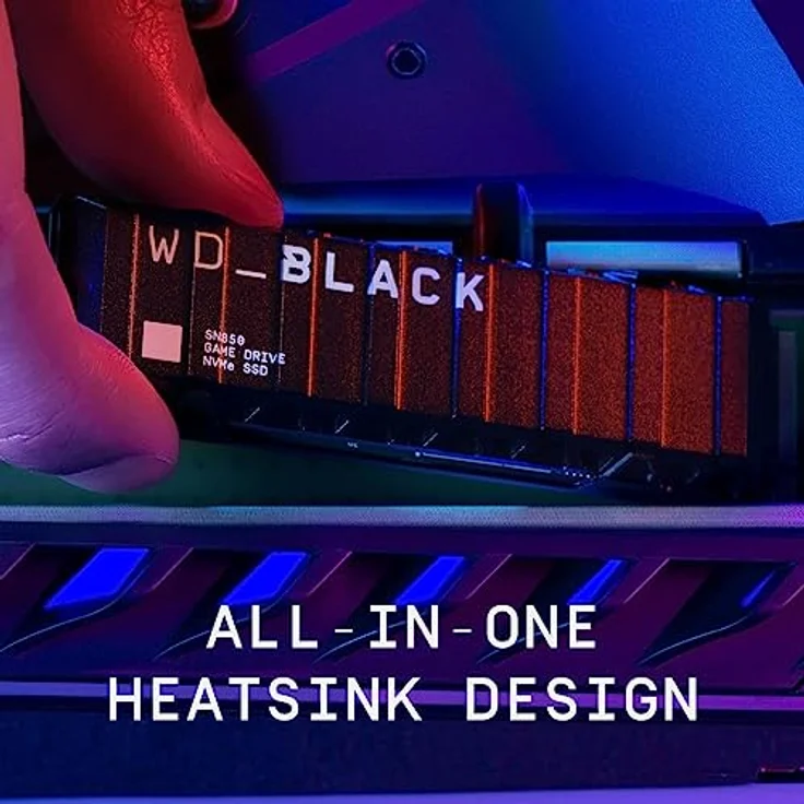 WD_BLACK SN850 1 TB NVMe SSD Offiziell Lizenziert für PS5 Konsolen (interne Gaming SSD mit Heatsink; PCIe Gen4 Technologie, bis zu 7.000 MB/s Lesen, M.2 2280) – Bild 3