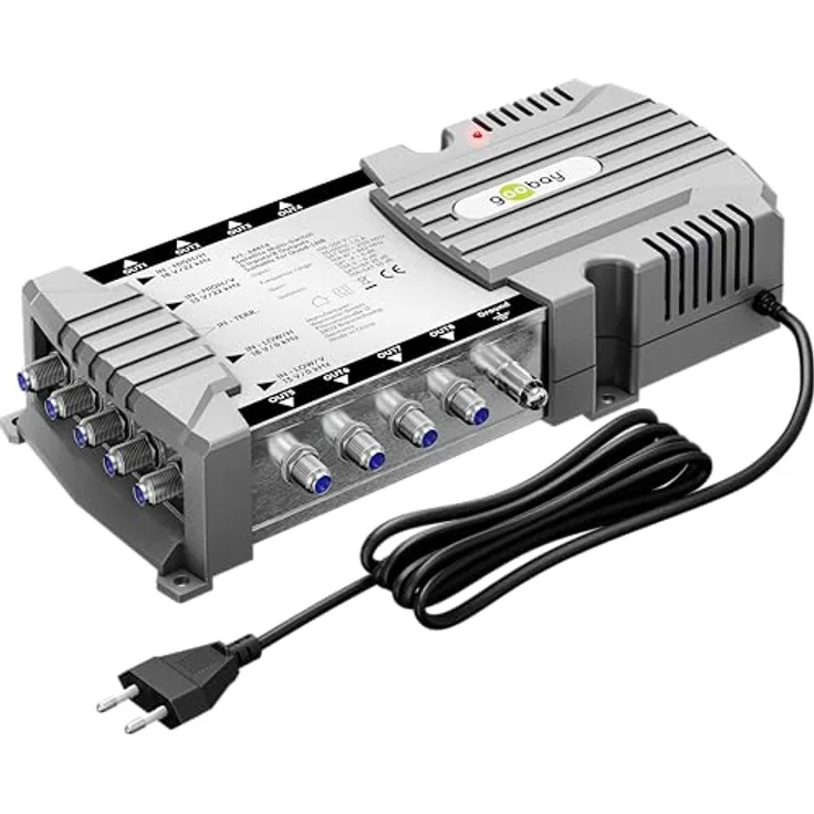 goobay 64874 Sat-Multischalter/Kompakt-Multischalter / 5 Eingänge / 8 Ausgänge / 4K, 8K UHD/DAB+ / für 8 Teilnehmer