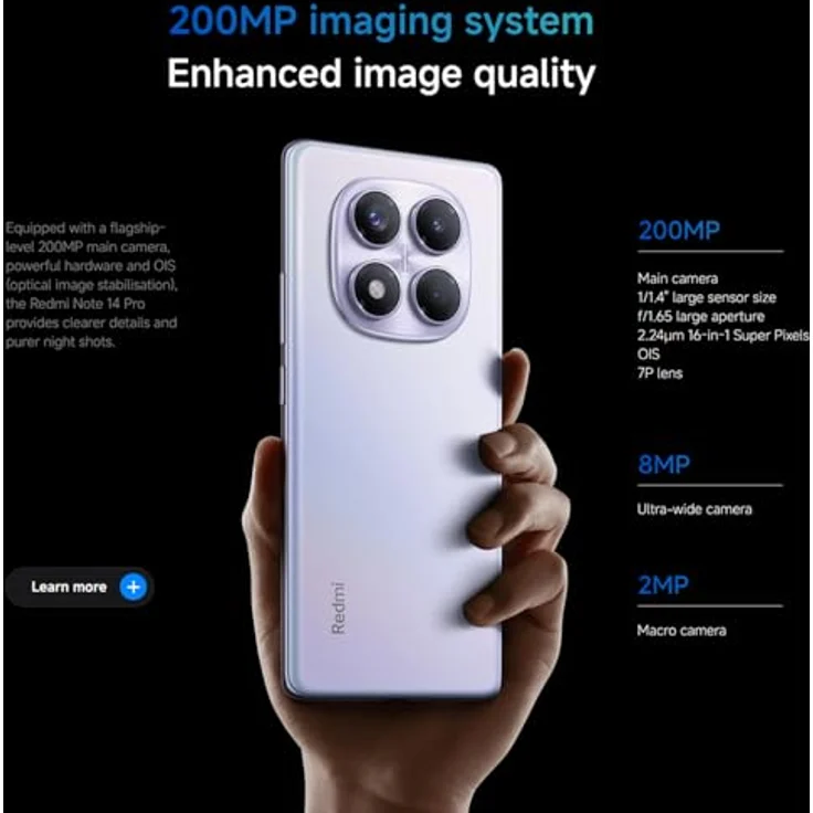 XIAOMI Redmi Note 14 Pro 4G 12GB/512GB Ozeanblau Dual-SIM, 200 MP Kamera, 120 Hz AMOLED Display – Bild 3