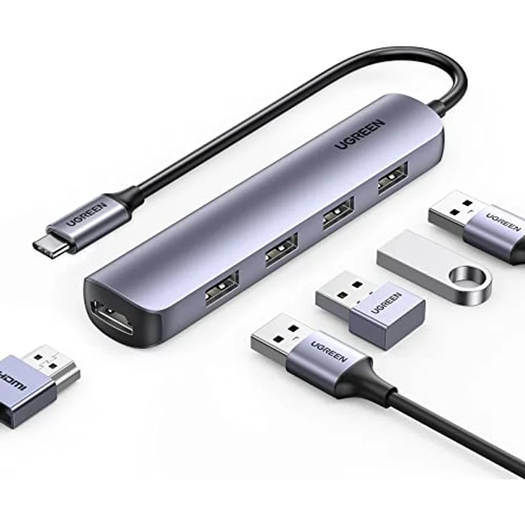 UGREEN USB C Hub mit USB 3.0 und HDMI Adapter USB C kompatibel mit Surface Pro, Surface Go, MacBook Pro/Air, iPad Air 4, Galaxy S23/S22, Galaxy tab s7 und Anderen Laptops und Tablets – Bild 1