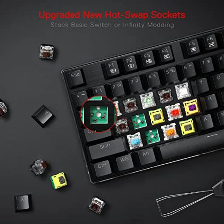 Redragon K556-US RGB LED Kabelgebundene Mechanische Gaming Tastatur Mit Hintergrundbeleuchtung, Aluminium Tastatur, 104 Tasten Anti-Ghosting, für Windows, Laptop, PC, Notebook (QWERTY Layout, Schwarz) – Bild 6