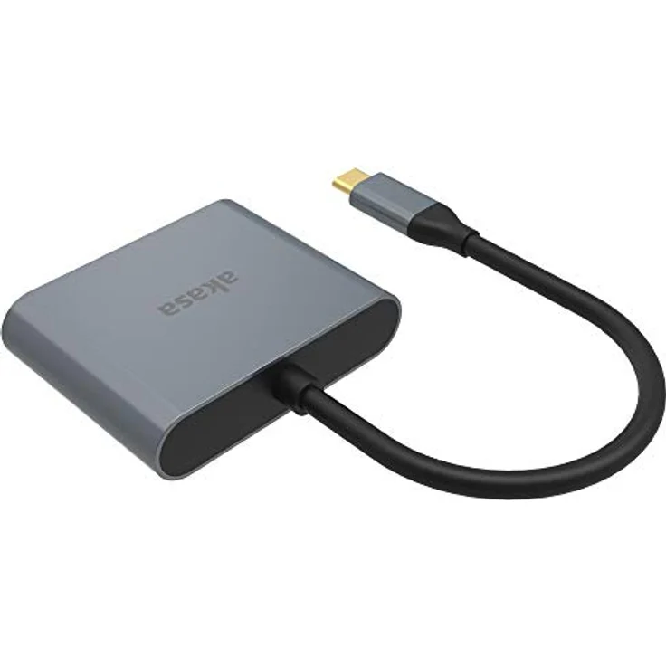 Akasa USB-C auf Dual HDMI MST Adapter, 4K@60Hz & 4K@30Hz, Aluminium mit Tragetasche – Bild 2