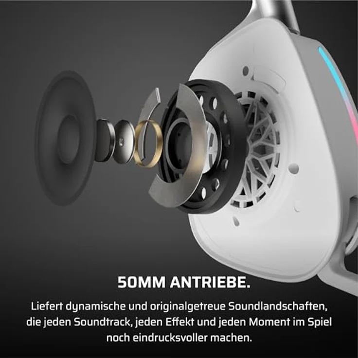 Corsair Void v2, Drahtloses Gaming-Headset mit Bluetooth, Dolby Atmos, 70 Stunden Akkulaufzeit, Duale Wireless, Weiß – Bild 5