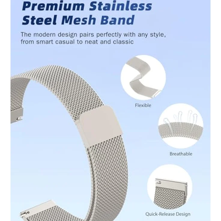 Astorgos 22mm Metall Armband für Garmin Fenix 8 47mm, atmungsaktives Edelstahl-Mesh mit magnetischem Schnallendesign, wasserfest und anpassbar für Handgelenke von 5,5" bis 8,6" – Bild 5