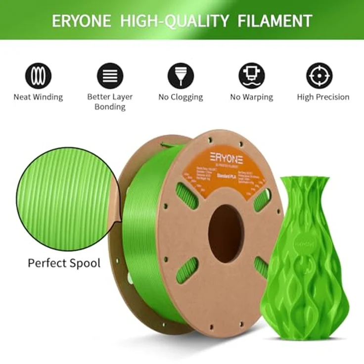 ERYONE PLA Filament 1.75 mm, 1 kg Spule, Maßgenauigkeit +/- 0,03 mm, temperaturbeständig 190-220 °C, Grüner Apfel – Bild 4