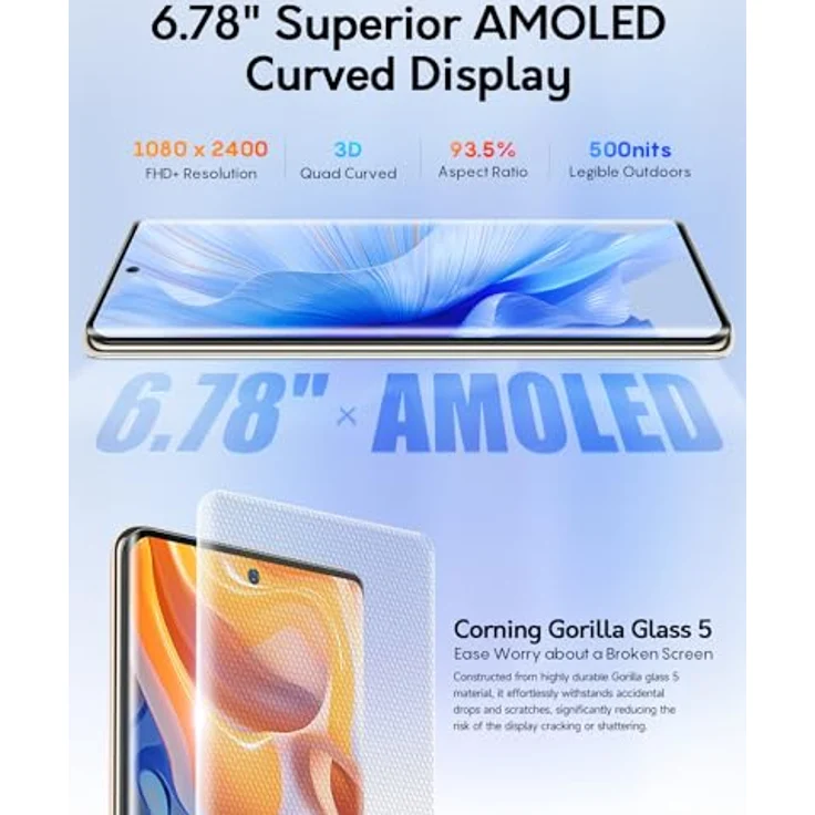 Ulefone Note 17 Pro Smartphone Ohne Vertrag, 24GB+256GB 108MP+32MP Octa Core MTK G99 6,78" FHD+ AMOLED 120Hz Handy Android 13 33W 5050mAh 4G Dual SIM Fingerabdruck ID NFC 2 Jahre Garantie - Schwarz – Bild 5
