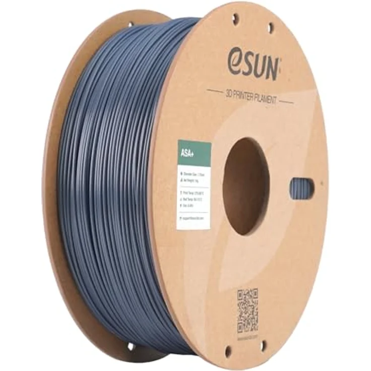 eSUN ASA+ Filament 1.75mm, Wetterbeständiges 3D Druckmaterial mit hoher Zwischenschichtfestigkeit, 1KG Spule, Grau – Bild 1
