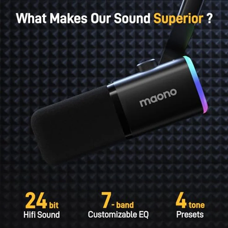 MAONO PD100X, Dynamisches XLR-USB Mikrofon für Streaming mit RGB-Beleuchtung, Stummschalttaste und Gain-Regler für Podcast, PC Gaming und YouTube-Inhaltserstellung – Bild 2