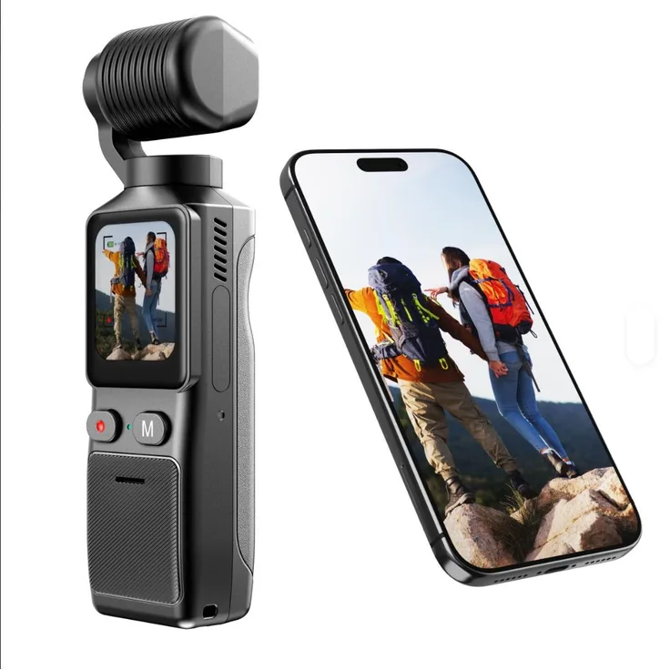 Exlene 4K Ultra HD Mini Actionkamera, Handheld Vlog Camcorder mit Bildstabilisierung und 180° drehbarer Kamera, ideal für Outdoor-Aufnahmen