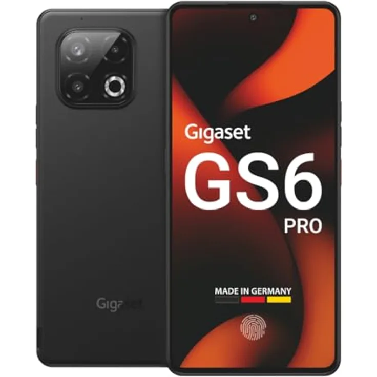Gigaset GS6 PRO Smartphone – 256GB+8GB RAM, 6,67" FHD+ OLED-Display mit 120Hz, 64+8+2MP Triple-Kamera, 5.300mAh Akku, Android 15, Made in Germany, schwarz