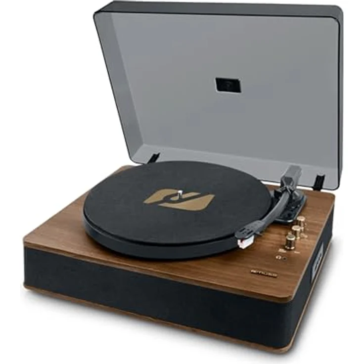 MUSE Plattenspieler, Bluetooth-Schallplattenspieler mit HiFi Stereo Lautsprecher, 3 Geschwindigkeiten Vinyl-zu-USB/Aux-In/RCA, Vintage – Bild 2