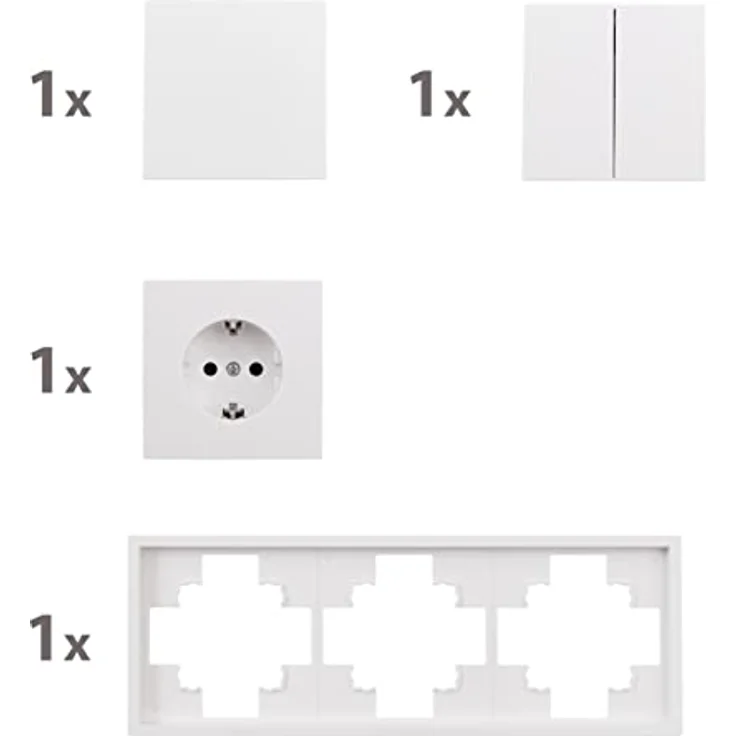 MC POWER Steckdosen- und Schalter Set SHALLOW, 4-teilig, Unterputz-Wechselschalter 250V~/10A, Schutzkontakt-Steckdose 250V~/16A, weiß matt – Bild 2