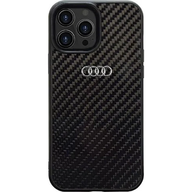 Audi Handyhülle Case iPhone 14 Pro Max, Carbon Optik schwarz-silber, 6,7 Zoll, mit Kantenschutz und hochwertiger Verarbeitung – Bild 1