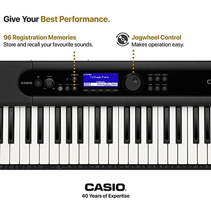 Casio CT-S400 CASIOTONE Keyboard mit 61 anschlagdynamischen Standardtasten, 600 Sounds und 200 Begleitrhythmen, schwarz – Bild 2