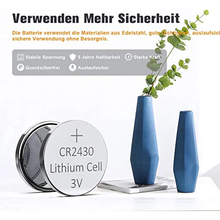 GutAlkaLi 3V Lithium-Knopfzelle CR2430 Batterien, 10er Votivkerzen, Teelichter, Video, Computer, Rechner, IC-Karten, elektrische Produkte – Bild 5