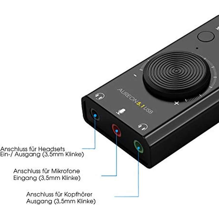 TerraTec AUREON 5.1 USB Externe Soundkarte 2 in 1 USB Stereo Sound Card Adapter mit Lautstärkeregler und Volume Kontrolle Plug & Play für PC, Notebook, Tablet, MacBook – Bild 5