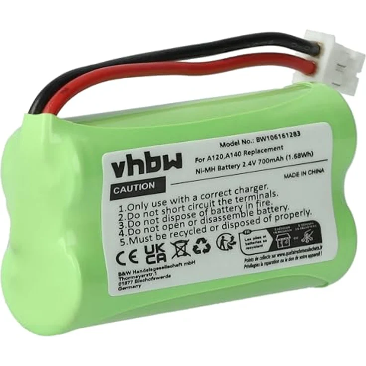 VHBW NiMH Akku 700 mAh (2,4 V), geeignet für Telefon, Festnetz Siemens Gigaset A12, A14, A24, A26, A145, A260, AS140, AL4H, Q063, Uni Versum CL15, SL15 – Bild 2