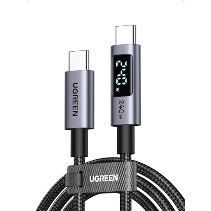 UGREEN 240W USB-C auf USB-C Kabel mit Digital Display, PD3.1 Schnellladekabel, 480 Mbps Datenübertragung, E-Marker Chip, kompatibel mit iPhone 17/16/15/14/13, Galaxy S25/S24, MacBook, iPad Pro (1M) – Bild 1