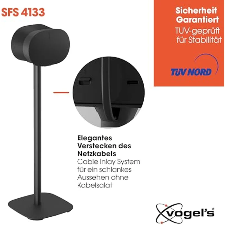 Vogel's SFS 4133 Lautsprecher Ständer für Sonos ERA300, Cable Inlay System, Höhe: 82 cm, Max. 5 kg, Schwarz – Bild 5