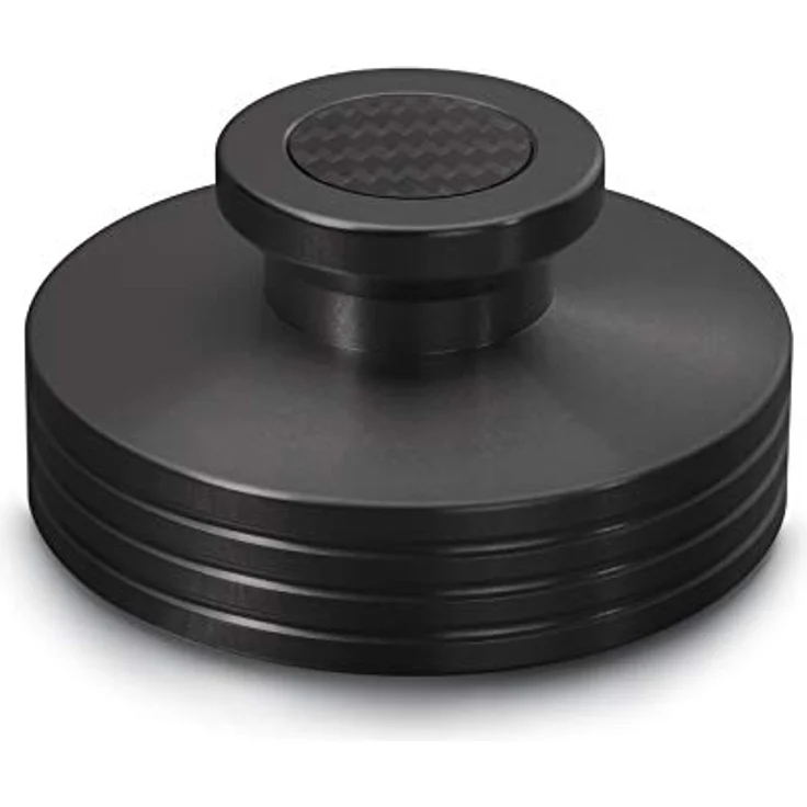 Dynavox Plattenspieler-Stabilizer PST330, Auflagegewicht für Plattenspieler aus Aluminium, Gewicht 330 g, mit Carbonauflagefläche und Inlay, Schwarz – Bild 1