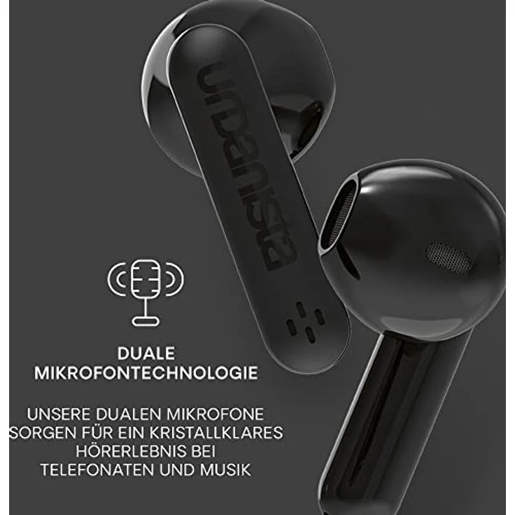 Urbanista In Ear Kopfhörer kabellos Bluetooth 5.3, IPX4 True Wireless Earbuds, 2 Mikrofone, 20 Std Spielzeit, Earphones mit Touch-Bedienung, TWS Headphones mit USB C Ladecase, Austin, Schwarz – Bild 3