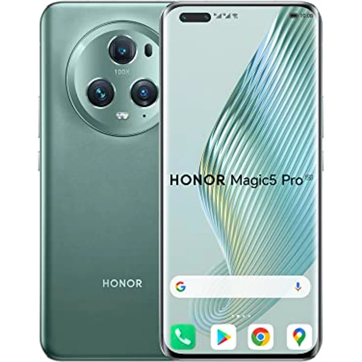 Honor Smartphone Magic5 Pro 5G, 12 + 512 GB, Snapdragon 8 Gen 2, Display von 17,3 cm (6,81 Zoll) mit 120 Hz HDR Quad Curved, KI-Dreifachkamera mit 50 MP, riesiger 5100-mAh-Akku, Meadow Green – Bild 1