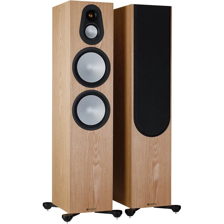 Monitor Audio Silver 500 7G, Standlautsprecher mit 3-Wege-Design, Echtholzfurnier Esche und präziser Klangwiedergabe