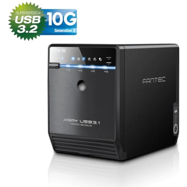 FANTEC QB-35U31 Externes 4-fach Festplattengehäuse (für 4x 8, 89 cm (3, 5 Zoll) SATA I-II-III Festplatten, USB 3.1 Generation II, Metallgehäuse) – Bild 2