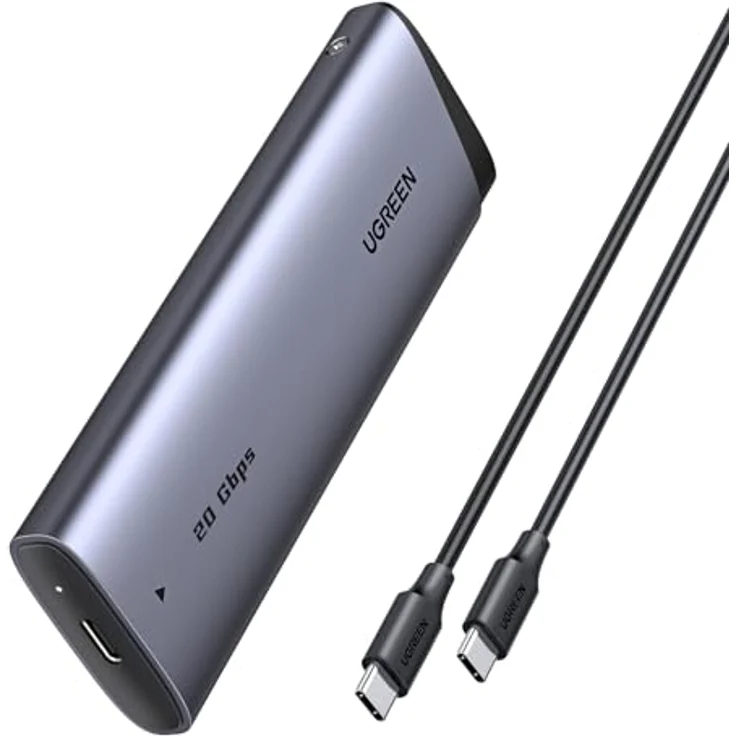 Ugreen CM767 Festplattengehäuse, M.2 NVMe/SATA bis 8 TB, 20 Gbit/s, Aluminium, grau – Bild 1