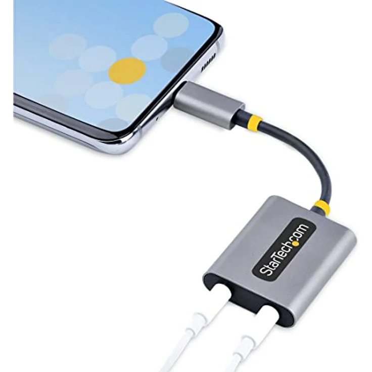 StarTech.com USB-C Audio Splitter, Dual Kopfhörer Adapter mit Mikrofoneingang, 24-bit DAC, Grau, 2 x 3.5mm Anschluss – Bild 7