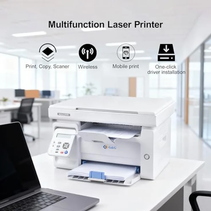 G&G M2022NW Laserdrucker, Multifunktionsgerät mit Drucker, Scanner, Kopierer, Schwarz-Weiss, WLAN, 22-23 Seiten/Min – Bild 2