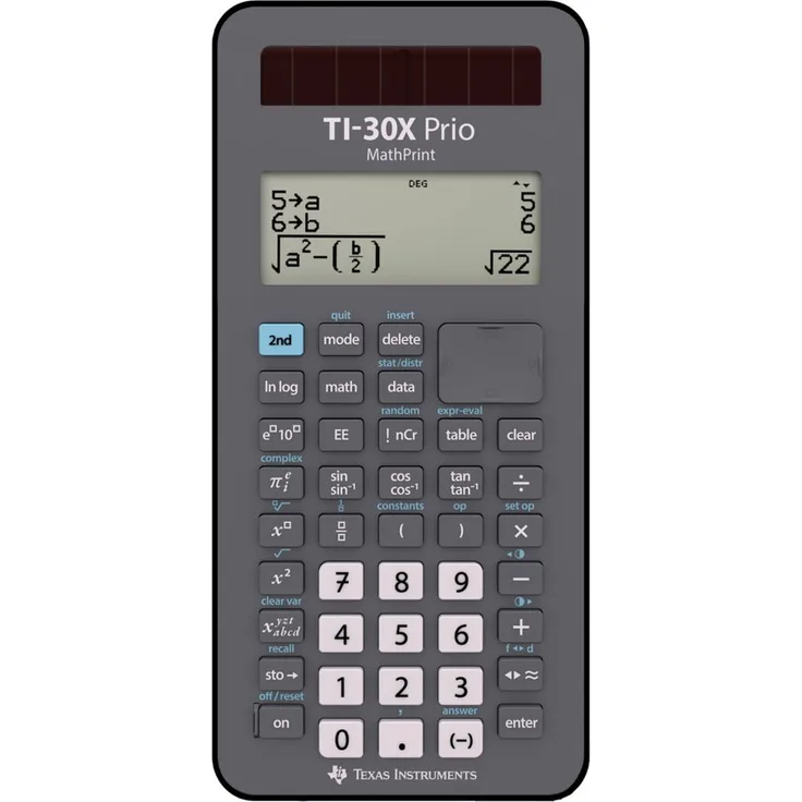Texas Instruments Taschenrechner TI-30X Prio MathPrint, BrГјche, Quadratwurzeln, Pi, LCD-Display, Batterie/ Solar, HГјlle