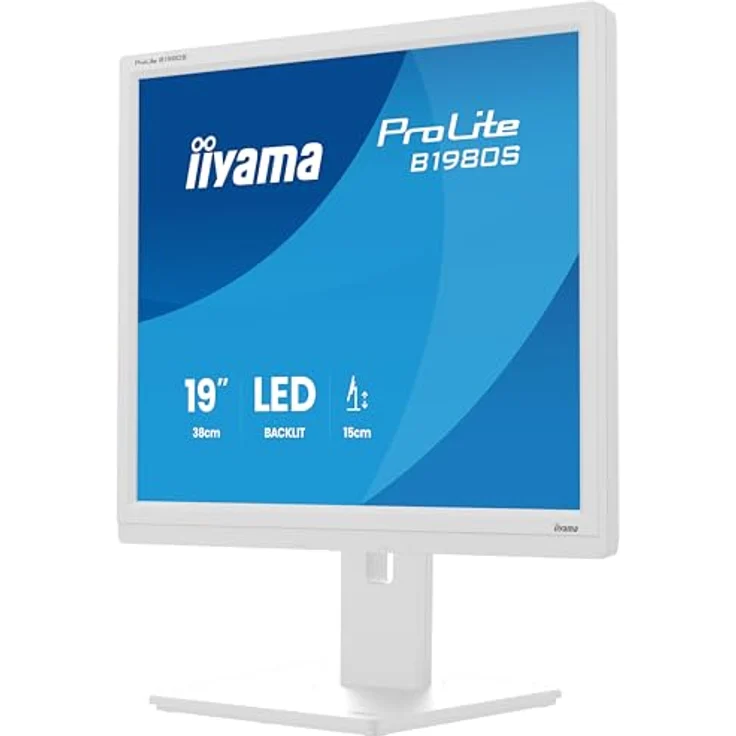 iiyama Prolite B1980S-W1 48cm 19" LED-Monitor SXGA mit HDMI und DP, höhenverstellbar, Pivot und weiß – Bild 5