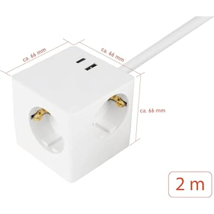 Kabelmeister Steckdosenverteiler, USB-C und USB-A Ports, Power Delivery 3.0, weiß – Bild 3